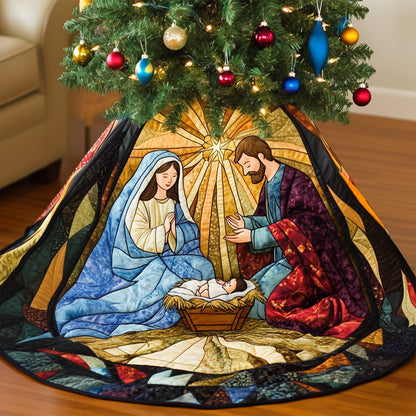 Celestial Glow Quilted Christmas Tree Skirt-Myprintsy