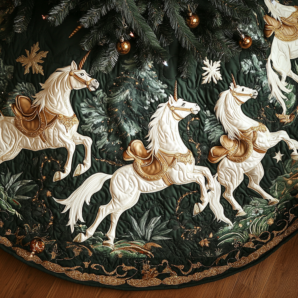 Celestial Sleigh Christmas Quilted Tree Skirt VTQ-Myprintsy