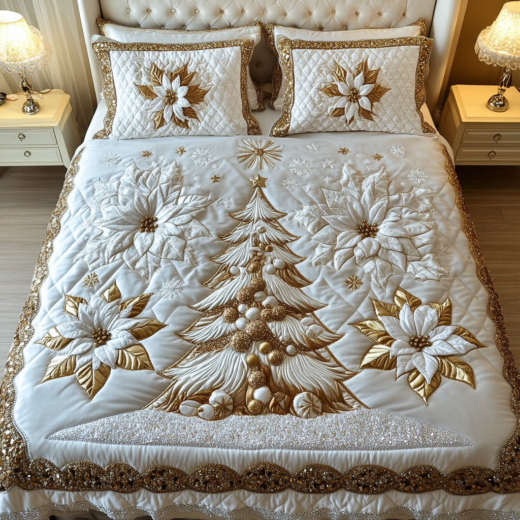 Celestial Snowfall -Piece Quilted Bedding Set VTQ-Myprintsy