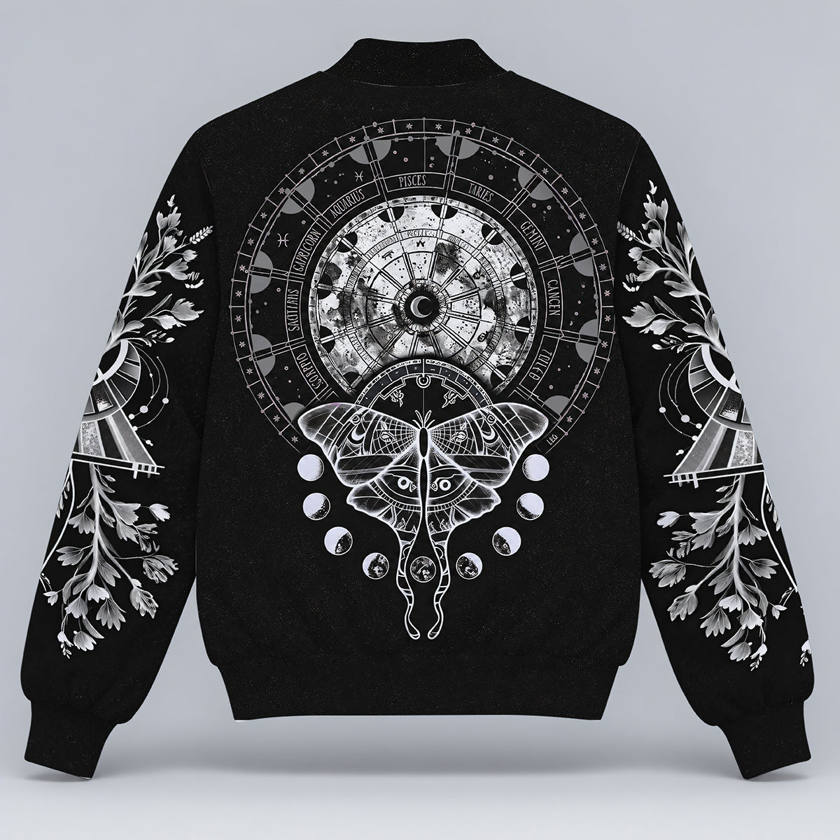 Celestial Star Chart and Moon Phases Bomber Jacket-Myprintsy