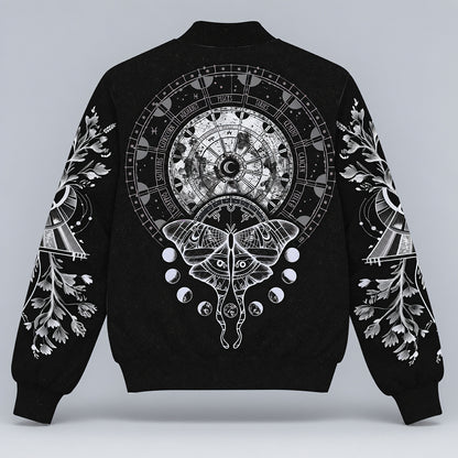 Celestial Star Chart and Moon Phases Bomber Jacket-Myprintsy