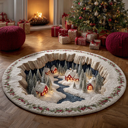 Charming Christmas Village Quilted Round Mat VTQ-Myprintsy