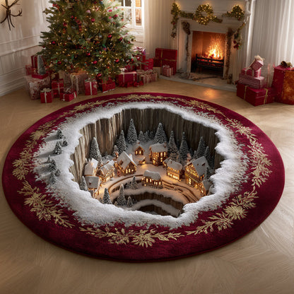 Charming Christmas Village Round Carpet VTQ-Myprintsy