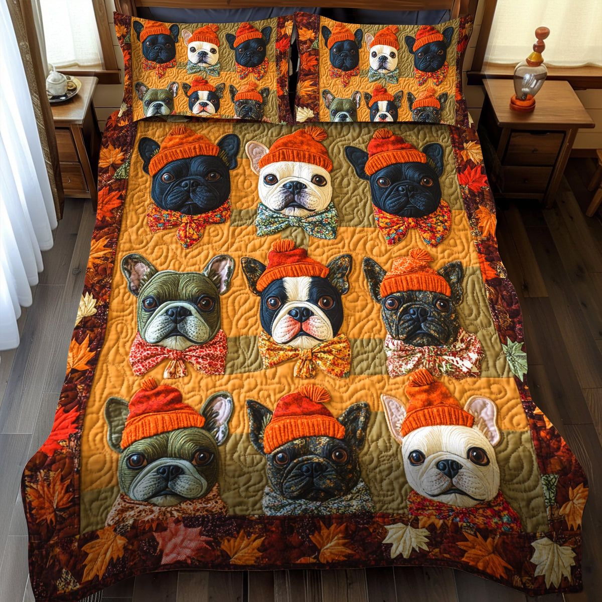 Charming French Bulldog -Piece Quilted Bedding Set PD VTQ-Myprintsy