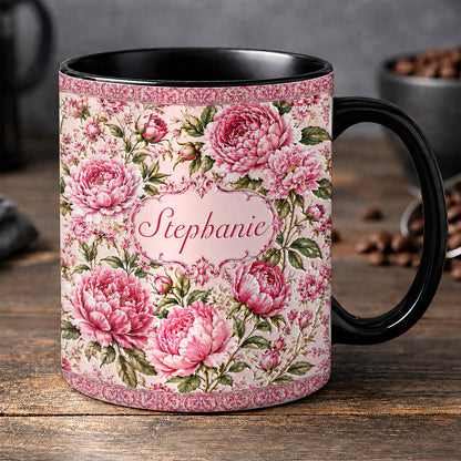 Charming Peony Paradise & Baroque Pattern - Personalized 3D Accent Mug - Gift For Her, Bestie, Family Members-Myprintsy