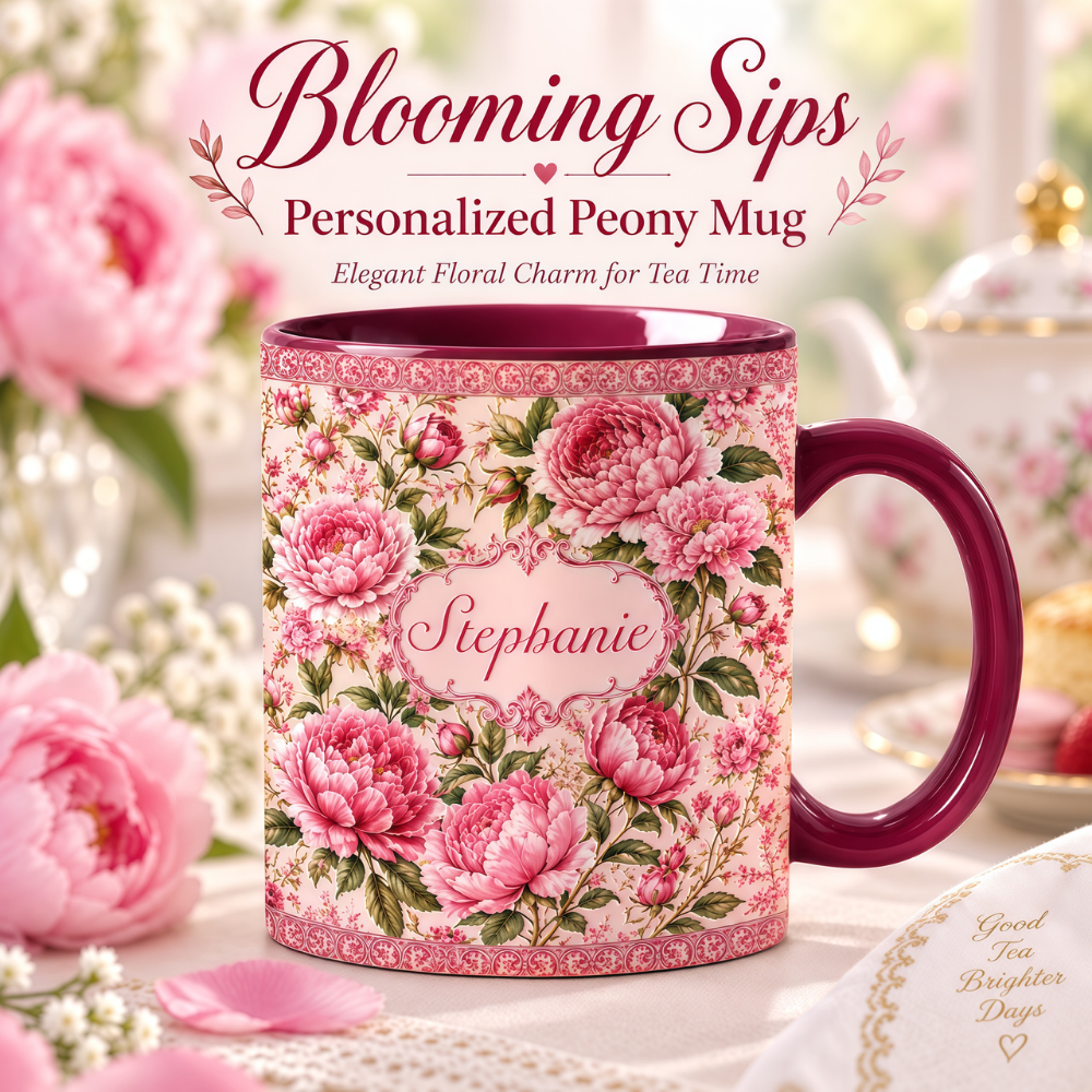 Charming Peony Paradise & Baroque Pattern - Personalized 3D Accent Mug - Gift For Her, Bestie, Family Members-Myprintsy