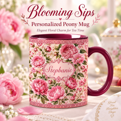 Charming Peony Paradise & Baroque Pattern - Personalized 3D Accent Mug - Gift For Her, Bestie, Family Members-Myprintsy