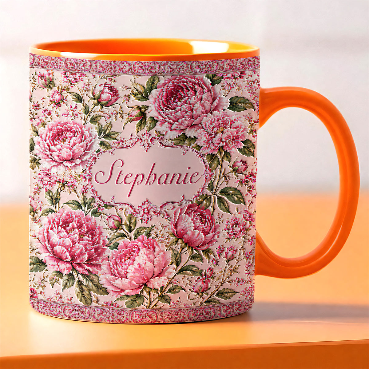 Charming Peony Paradise & Baroque Pattern - Personalized 3D Accent Mug - Gift For Her, Bestie, Family Members-Myprintsy