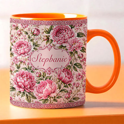 Charming Peony Paradise & Baroque Pattern - Personalized 3D Accent Mug - Gift For Her, Bestie, Family Members-Myprintsy