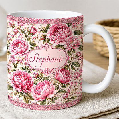 Charming Peony Paradise & Baroque Pattern - Personalized 3D Accent Mug - Gift For Her, Bestie, Family Members-Myprintsy