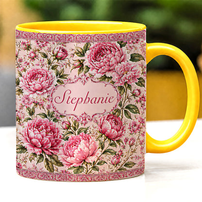 Charming Peony Paradise & Baroque Pattern - Personalized 3D Accent Mug - Gift For Her, Bestie, Family Members-Myprintsy