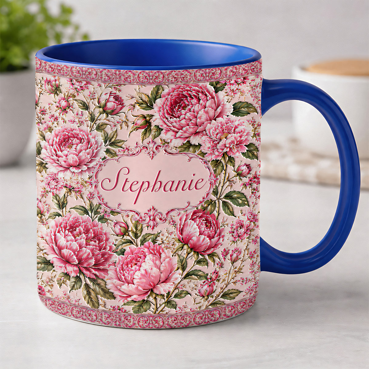 Charming Peony Paradise & Baroque Pattern - Personalized 3D Accent Mug - Gift For Her, Bestie, Family Members-Myprintsy