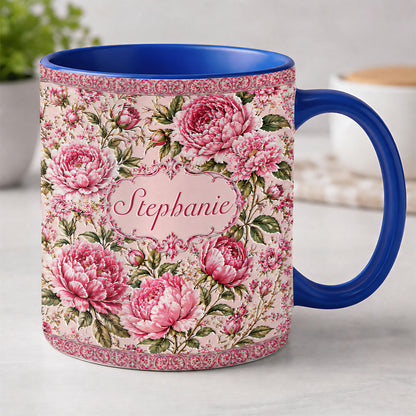 Charming Peony Paradise & Baroque Pattern - Personalized 3D Accent Mug - Gift For Her, Bestie, Family Members-Myprintsy