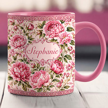 Charming Peony Paradise & Baroque Pattern - Personalized 3D Accent Mug - Gift For Her, Bestie, Family Members-Myprintsy
