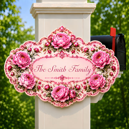 Charming Peony Paradise & Baroque Pattern - Personalized Custom Shaped Metal Sign-Myprintsy