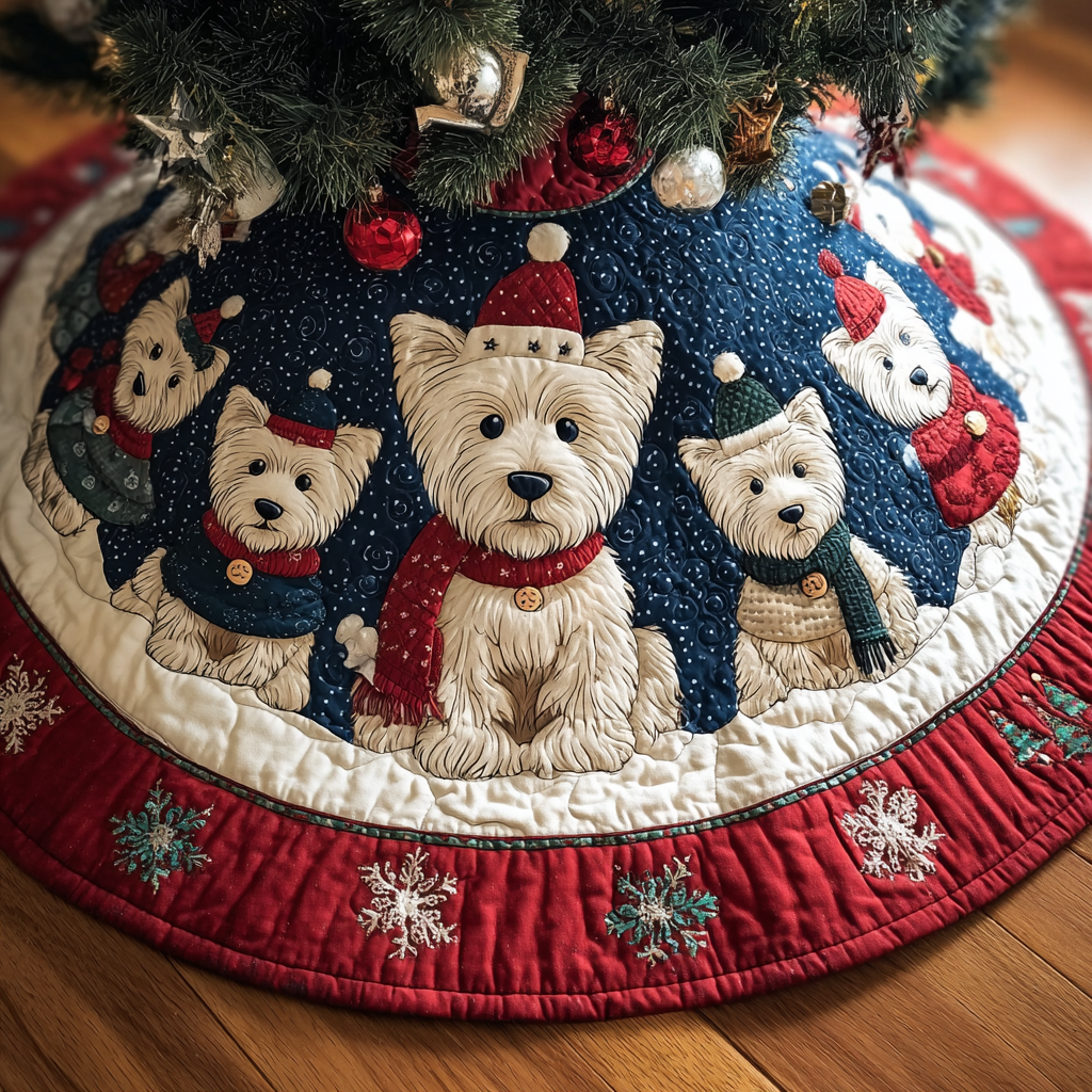 Charming West Highland Terrier Christmas Quilted Tree Skirt VTQ-Myprintsy