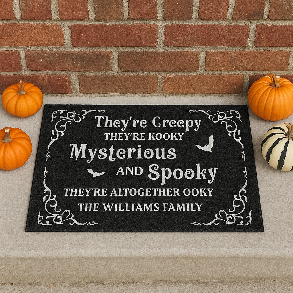 They're Creepy, They're Kooky, Mysterious And Spooky - Personalized Halloween Doormat