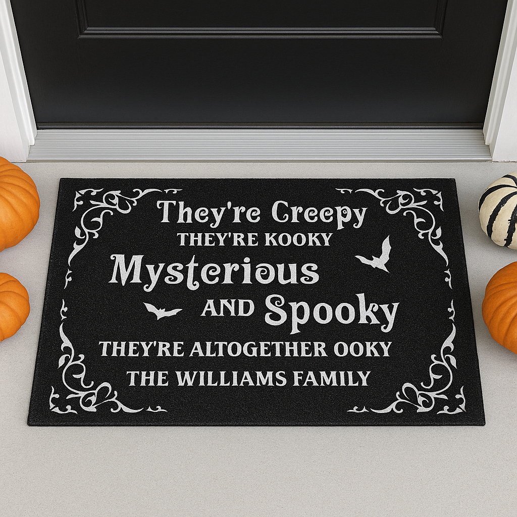 They're Creepy, They're Kooky, Mysterious And Spooky - Personalized Halloween Doormat