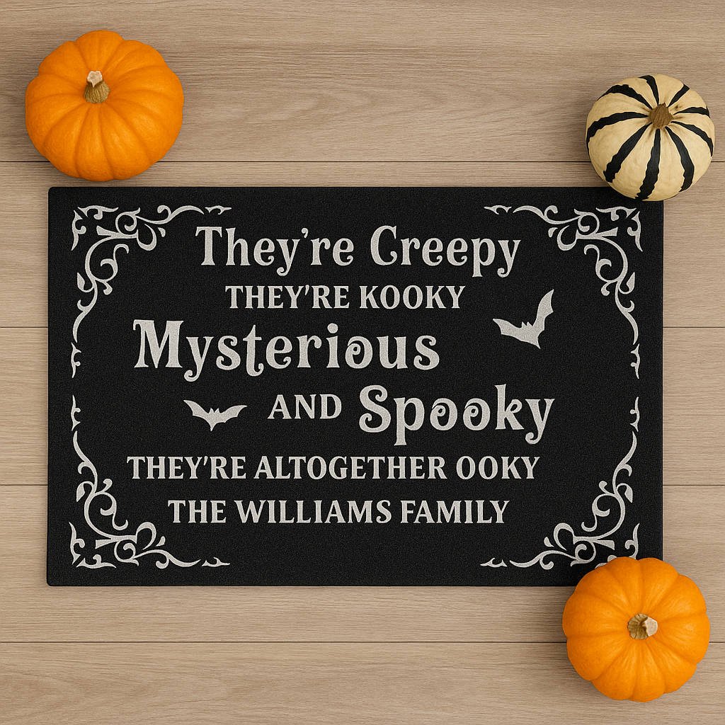 They're Creepy, They're Kooky, Mysterious And Spooky - Personalized Halloween Doormat