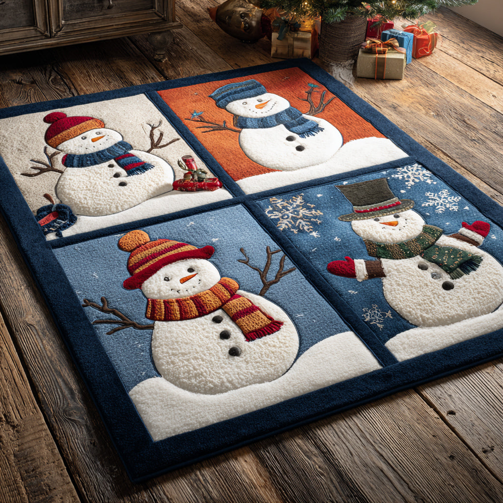 Checker Snowman Blocks Area Rug VTQ-Myprintsy
