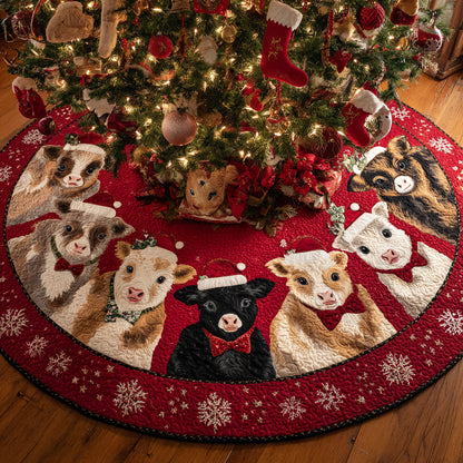 Cheer Highland Cow Quilted Christmas Tree Skirt HH-Myprintsy