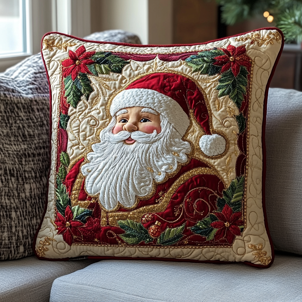 Cheerful Santa Quilted Pillow Case VTQ-Myprintsy