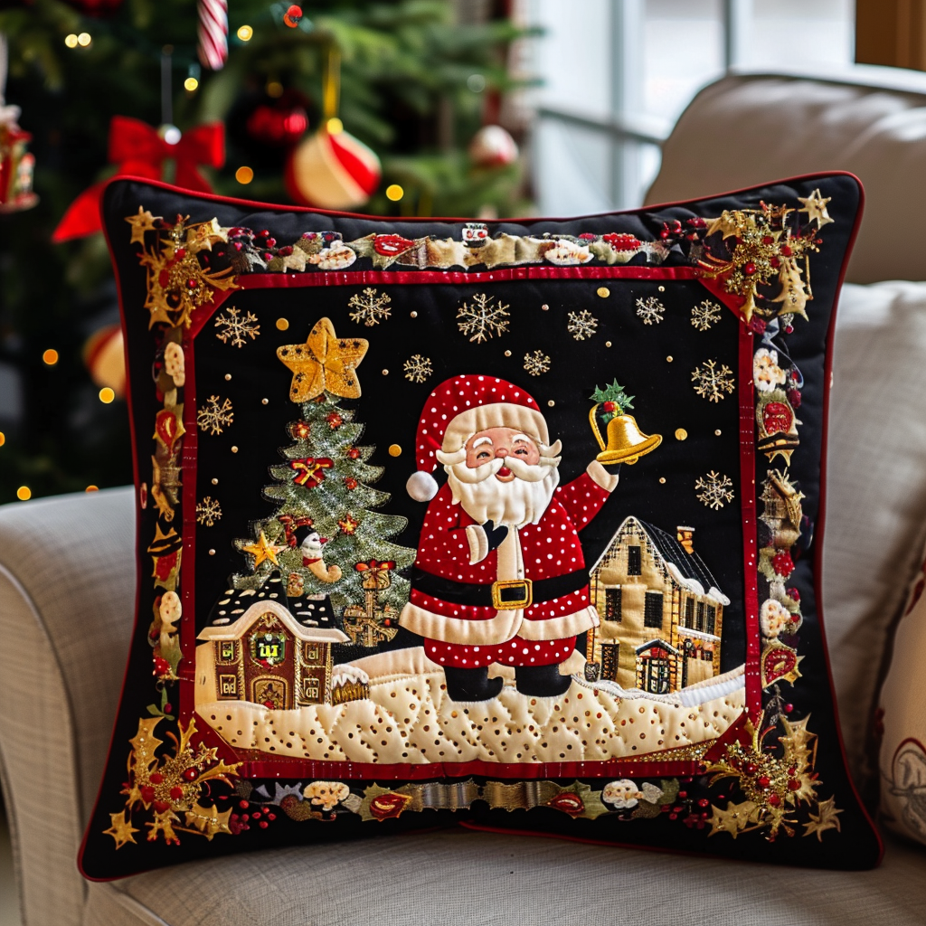 Cheerful Santa Quilted Pillow Case VTQ-Myprintsy