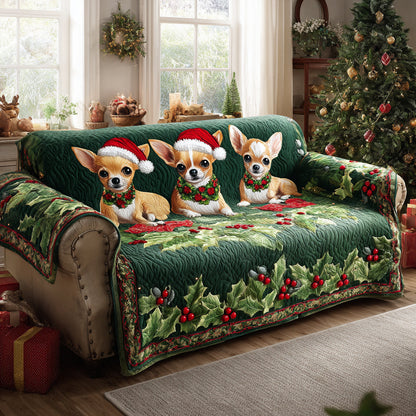 Chihuahua Garland Quilted Sofa Cover VTQ-Myprintsy