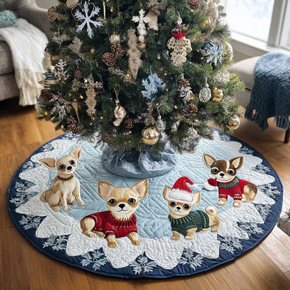 Chihuahua Joy Quilted Christmas Tree Skirt-Myprintsy