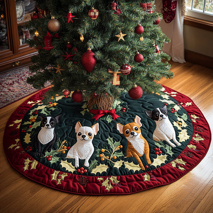 Chihuahua Miracle Quilted Christmas Tree Skirt-Myprintsy