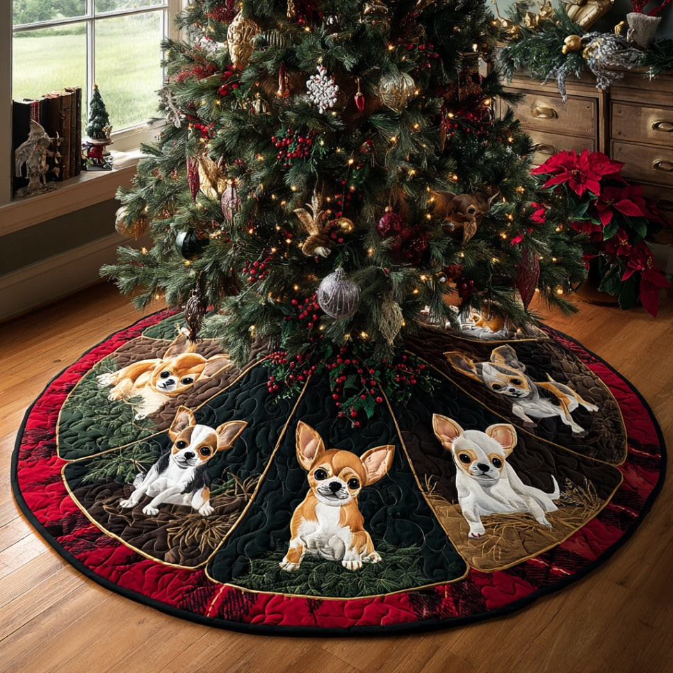 Chihuahua Warmth Quilted Christmas Tree Skirt VTQ-Myprintsy