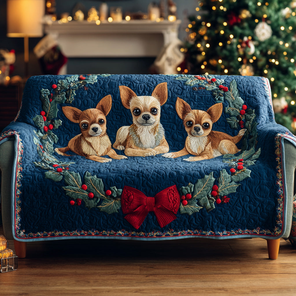 Chihuahua Wreath Quilted Sofa Cover VTQ-Myprintsy