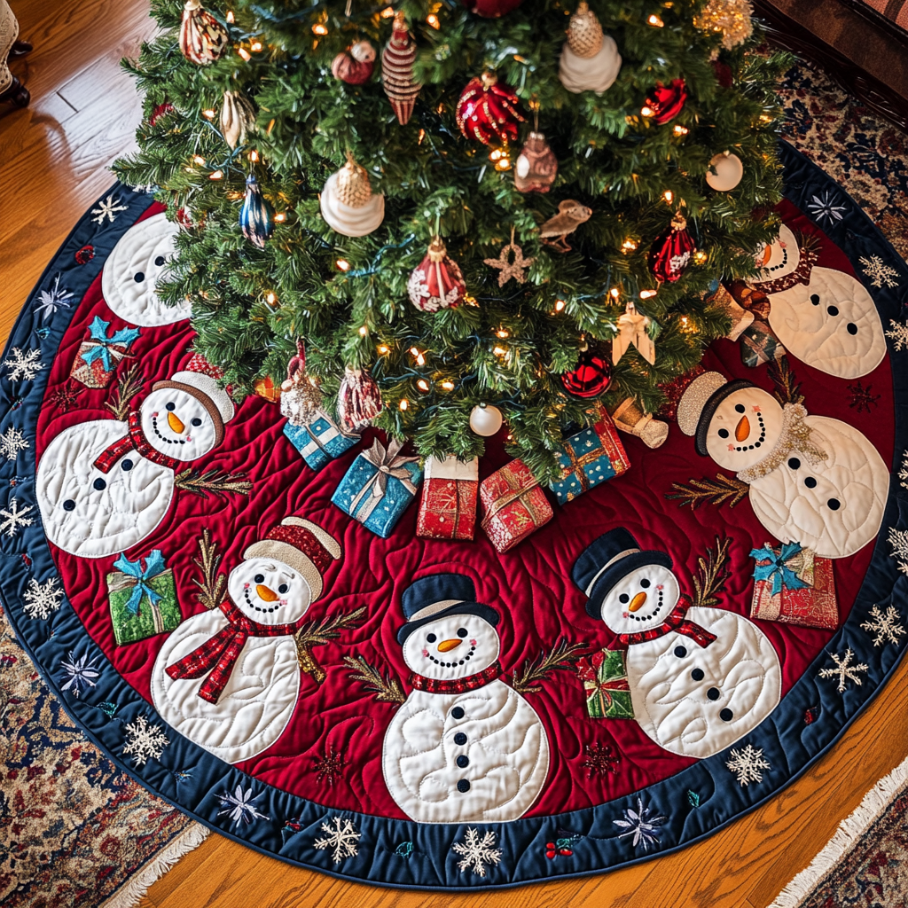 Chilly Charm Christmas Quilted Tree Skirt-Myprintsy