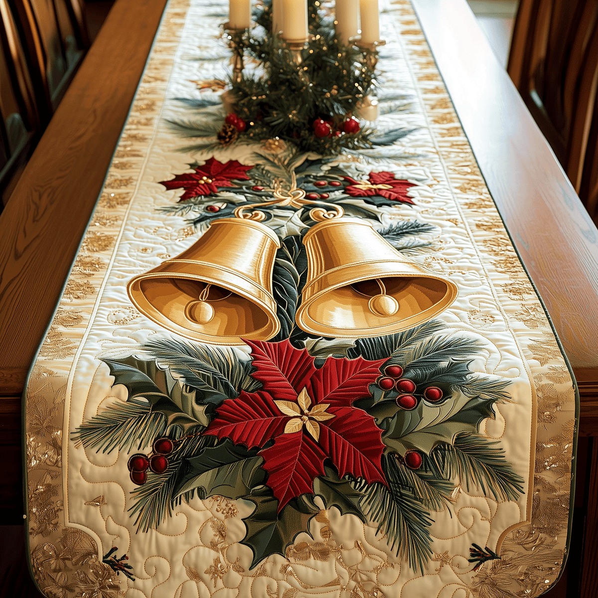 Christmas Bell Magic Quilted Table Runner VTQ-Myprintsy