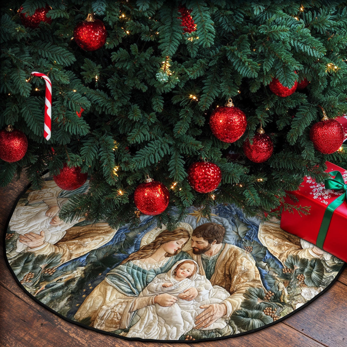 Christmas Blessing Quilted Christmas Tree Skirt VTQ-Myprintsy