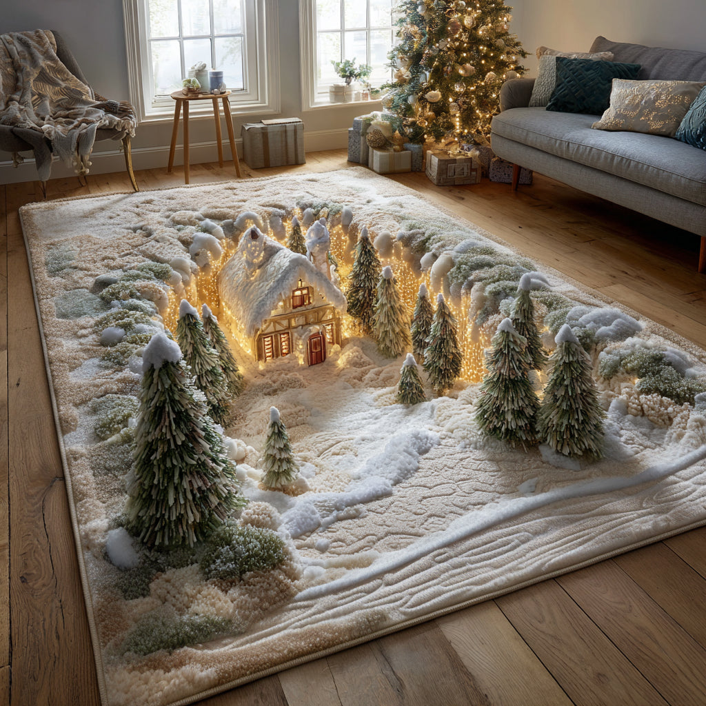 Christmas Cabin Light Area Rug VTQ-Myprintsy