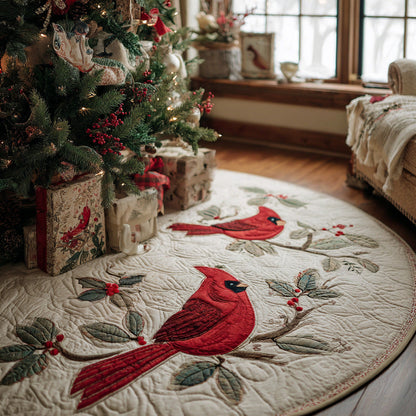 Christmas Cardinal Quilted Christmas Tree Skirt VTQ-Myprintsy