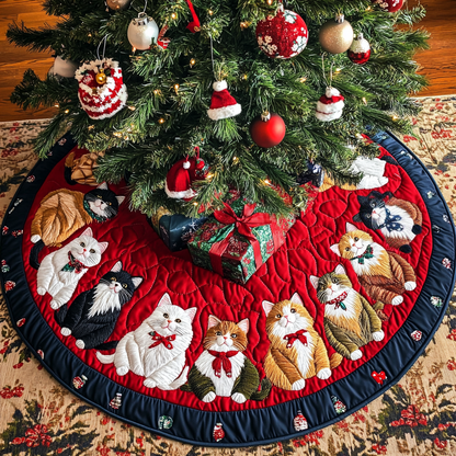 Christmas Cat-titude Christmas Quilted Tree Skirt VTQ-Myprintsy