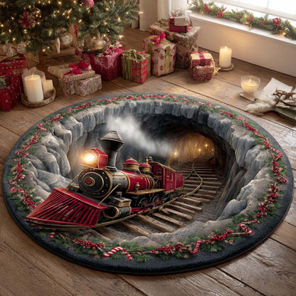 Christmas Cavern Express Round Carpet VTQ-Myprintsy