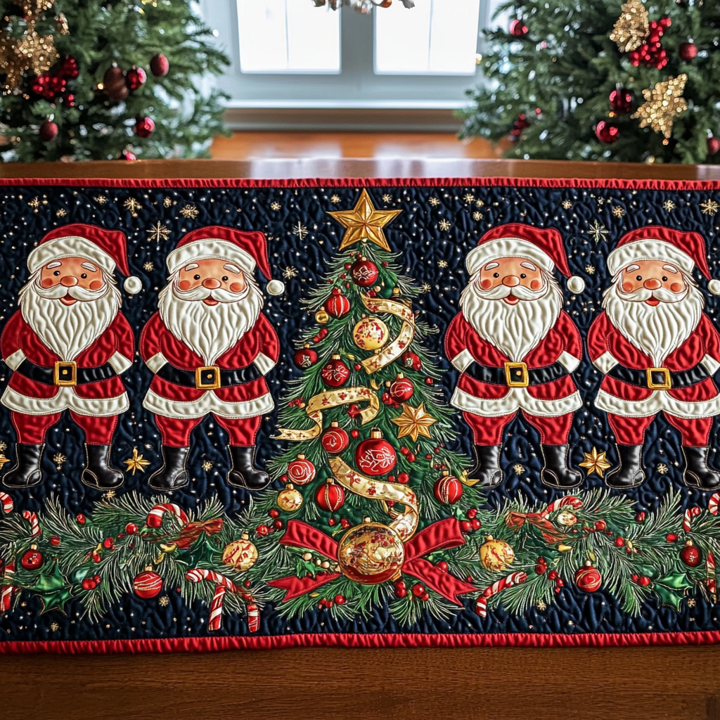 Christmas Cheer with Santa Quilted Table Runner VTQ-Myprintsy