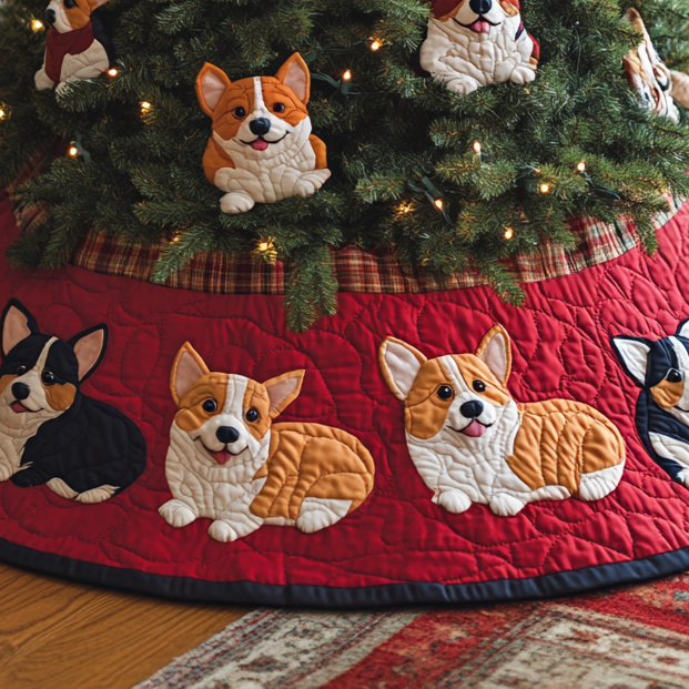 Christmas Corgi Chritstmas Quilted Tree Skirt VTQ-Myprintsy