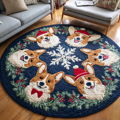 Christmas Corgi Quilted Round Mat VTQ-Myprintsy