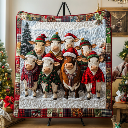 Christmas Cows Quilted Blanket VH VTQ-Myprintsy