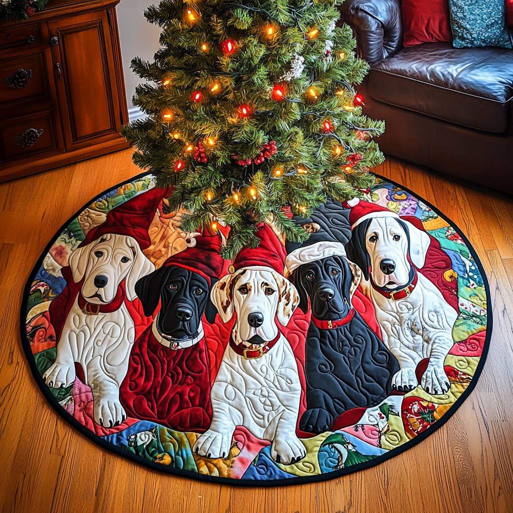 Christmas Dane Parade Christmas Quilted Tree Skirt-Myprintsy