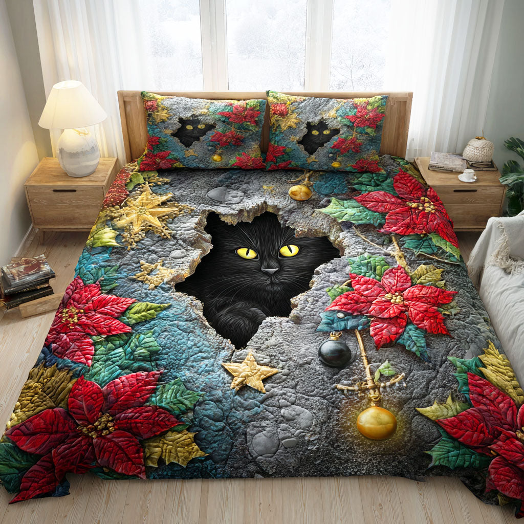 Christmas Eve Cat -Piece Quilted Bedding Set VTQ-Myprintsy