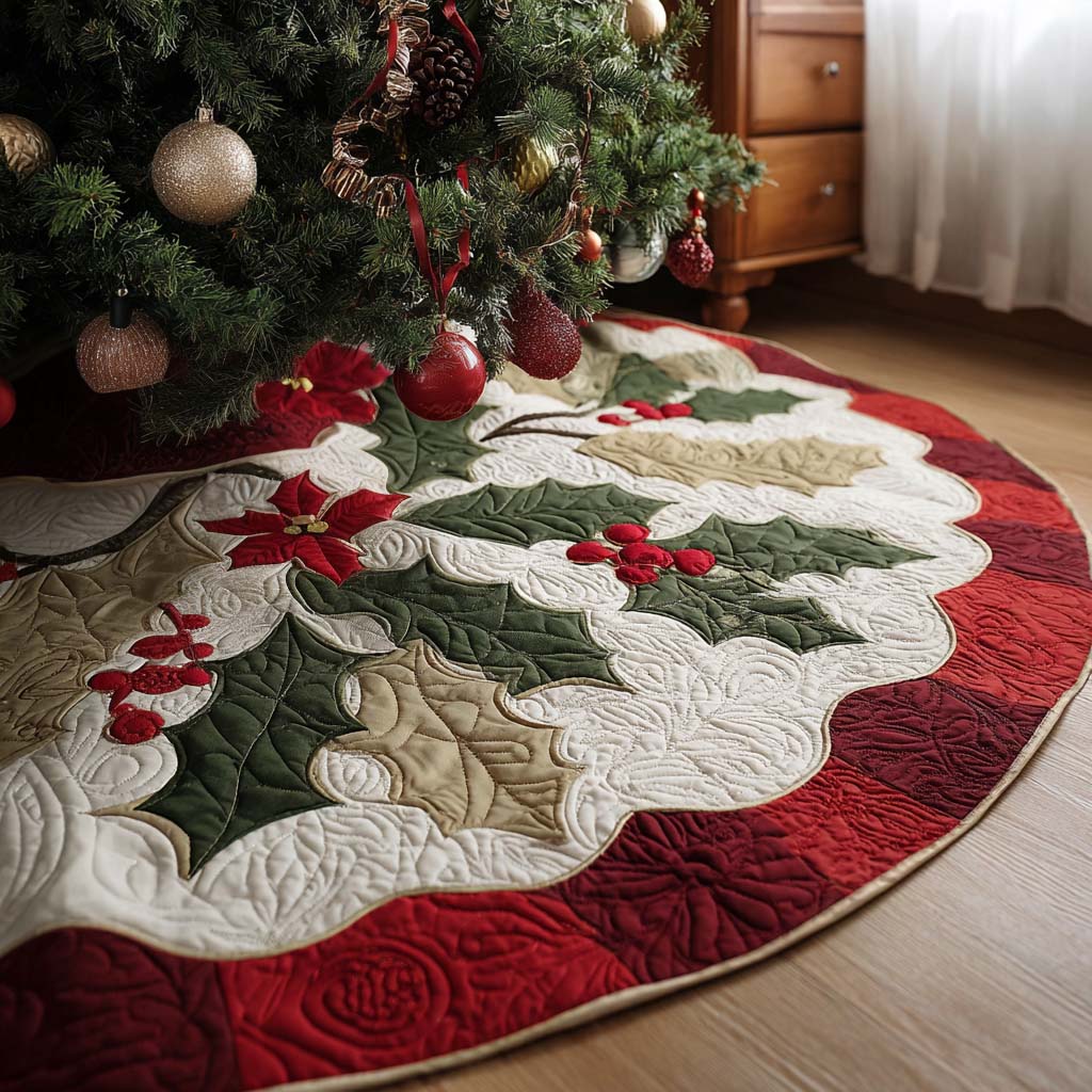 Christmas Eve Sparkle Christmas Quilted Tree Skirt-Myprintsy