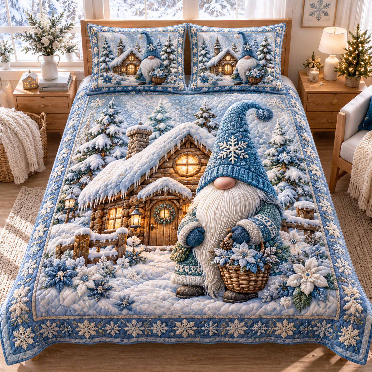 Christmas Gnome -Piece Quilted Bedding Set VTQ-Myprintsy