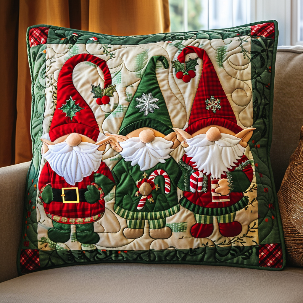 Christmas Gnomes Quilted Pillow Case VTQ-Myprintsy