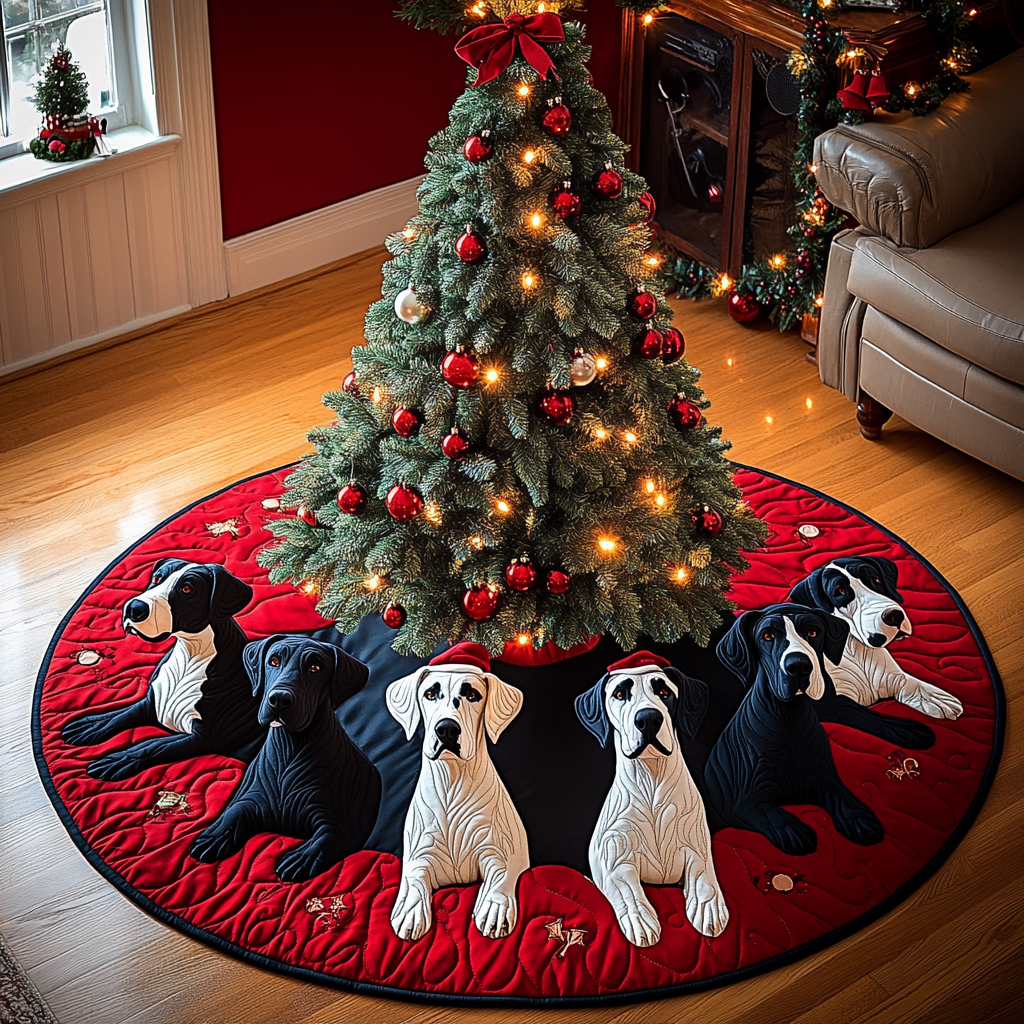 Christmas Great Dane Christmas Quilted Tree Skirt-Myprintsy