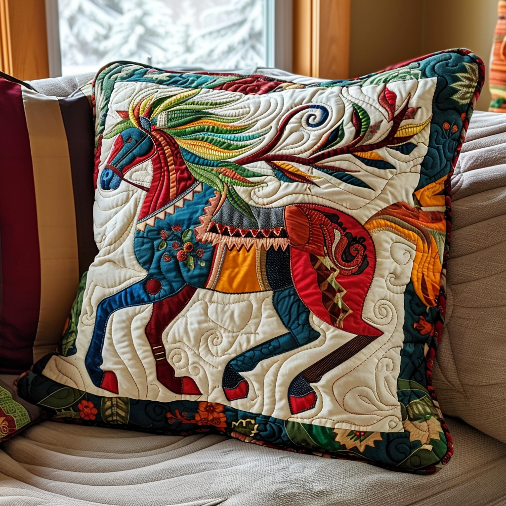 Christmas Horse Quilted Pillow Case VTQ-Myprintsy